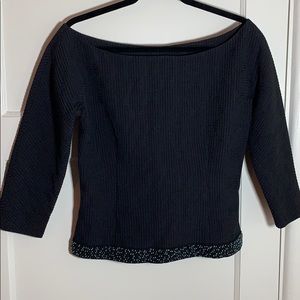 Black Off-Shoulder Evening Blouse